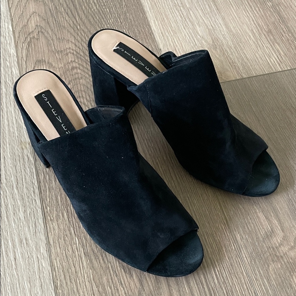Steve Madden Black Suede Mules